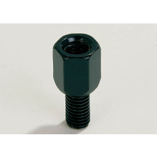 Spejl adapter sort, fra hul M 10 højre gevind til bolt M 8 højre gevind. 